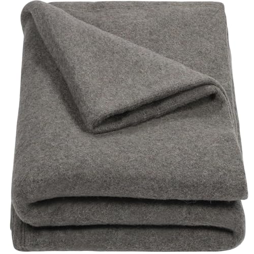 REDCAMP Wool Blanket, Warm and Thick Wool Camping Blanket- Great for Outdoors, Stadium Blanket, Picnics, Travel and Car, Machine Washable 86"x 63" Grey - color: 86"x 63" Grey