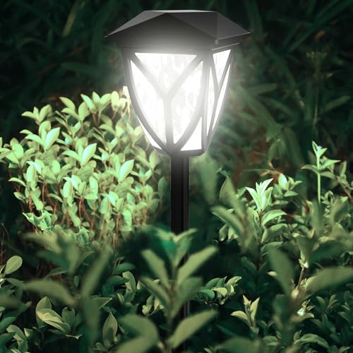 Ensenior Solar Lights Outdoor, 6-Pack LED Solar Garden Lights for Pathway Yard Patio Walkway Planter Walkway Landscape Lighting, IP65 Waterproof, Energy-Efficient Landscape Lighting, 6500K - color: 6500K- Cool White