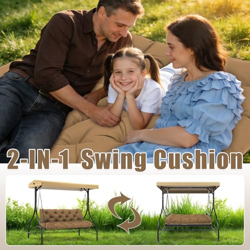 Porch Swing Cushions 48 inch Waterproof Outdoor Swing Cushion Replacement 2 Seater Thick 5in Patio Swing Cushions for Outdoor Furniture Bench (Dark Brown-48x40 inch) - color: Dark Brown, size: 48x40x5inch