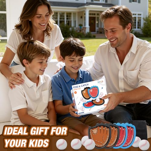 HYES Toss and Catch Ball Game, Outdoor Toys for Kids, Beach Pool Yard Games for Teens & Family, Toddler Baseball Glove Birthday Gifts for 3 4 5 6 7 8+ Year Old Boys & Girls (4 Paddles & 6 Balls) - style: 4 pack
