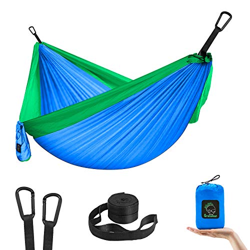 GRASSMAN Kids Hammock-Small Camping hammocks, Portable Camping Gear for Child Indoor/Outdoor use, with Tree Straps & Carabiners Blue & Green - color: Blue, size: one pack