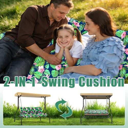Porch Swing Cushions 2 Seater Thick 5in Outdoor Swing Cushions 40x40 inch Waterproof Porch Swing Cushion Replacement Patio Swing Cushions for Outdoor Furniture Bench (Blue Leaves-40x40 inch) - color: Blue Leaves, size: 40x40x5inch