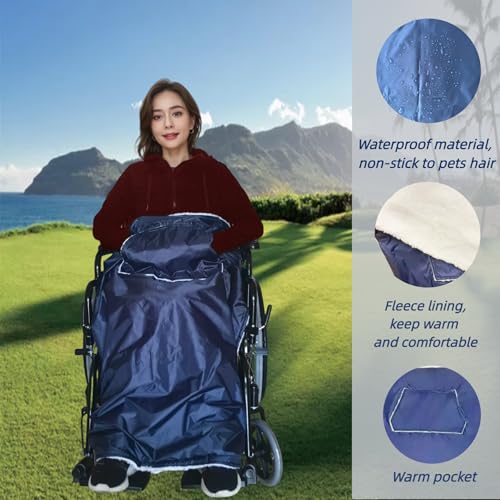 Waterproof Wheelchair Blanket 42"X45" No Pet Hair Sticking - Windproof Fleece Lap Blanket for Elderly, Machine Washable Lightweight Throw for Hospital, Outdoor Travel & Gift Vacuum Packaging
