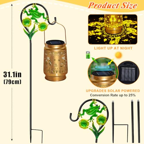 2 Packs Frog Solar Lanterns Outdoor Waterproof with Shepherd Hook,Christmas Decorations Birthday Gifts for Women Mom Grandma,Hanging Solar Lights,Cute Frog Decor for Yard,Patio,Lawn,Garden Accessories - style: 2 packs solar frog lanterns