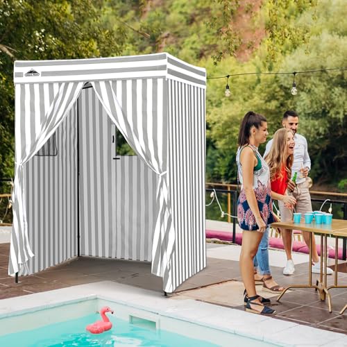 EAGLE PEAK Flex Compact 5x5 Pop-up Canopy Changing Room, Portable Privacy Dressing Room for Indoor Fashion Photoshoots, Camping, or Pool, Gray/White - color: Gray/White, size: 5x5 ft