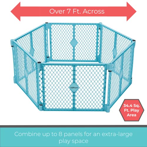 Toddleroo by North States - Superyard 2-Panel Extension: 65.5 Inch Play Yard Extension - Works with Superyard Playpens - Aqua - color: Aqua, size: 65.5 Inch