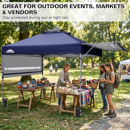 EAGLE PEAK 17x10 Pop up Gazebo Canopy Tent Outdoor Instant Canopy Shelter with Adjustable Dual Half Awnings (Blue) - color: Blue