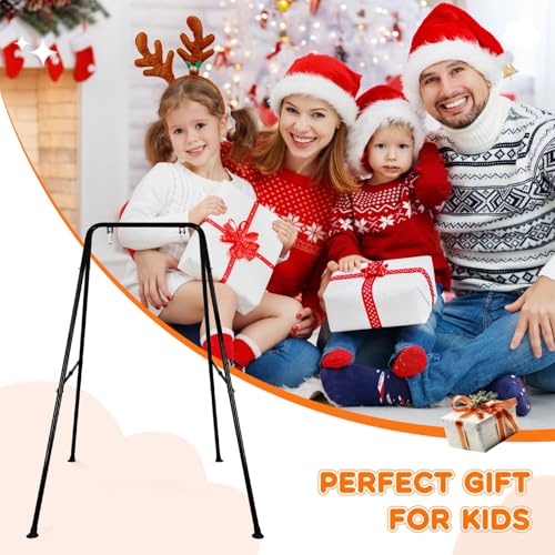 Baby Swing Stand, Heavy Duty Foldable Swing Stand A-Frame Metal Swing Stand Frame for Backyard Indoor & Outdoor Use (Hammock Chair not Included) (Black) - color: Black