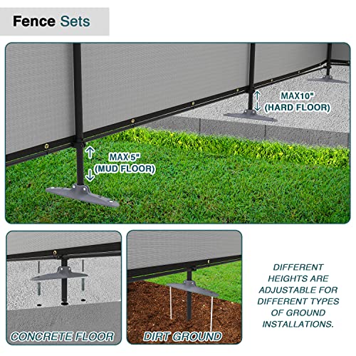 ECOOPTS 5'Hx3'L Privacy Fence Set with Poles and Rails Ground Spikes Fence Kit for Patio Garden Pool Yard (Light Gray) - color: Light Gray, size: 5'Hx3'L