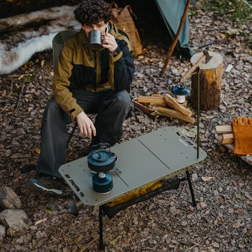 Naturehike Tactical Camping Table with Adjustable Height, Collapsible Table Lightweight with Carry Bag for Camping, Travel expeditions, Hiking, Picnics, BBQs & Beach Trips - color: Green