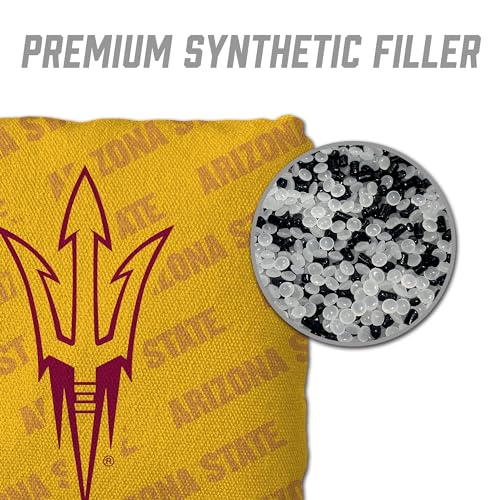 YouTheFan Officially-Licensed NCAA Set of 4 Cornhole Bags - All Weather Regulation 6” x 6” Size - 16oz Weight - Designed in USA - color: Arizona State Sun Devils - Yellow