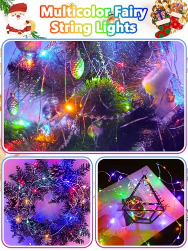 4 Pack 100 LED Fairy Lights Battery Operated with Remote, 33FT Waterproof Twinkle Lights with Timer & 8 Modes, Fairy String Light Outdoor Indoor for Bedroom Classroom DIY Christmas Decor (Multicolor) - color: Multicolor, size: 4 Pack