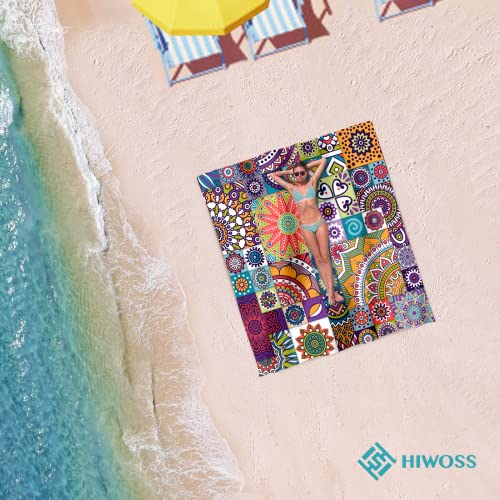 Beach Blanket Waterproof Sandproof Oversized 95”x 80”,Sand Free Beach Mat with Corner Pockets,Portable Mesh Bag for Beach Festival,Picnic,Travel and Outdoor Camping (Moroccan Myst) - color: Moroccan Myst