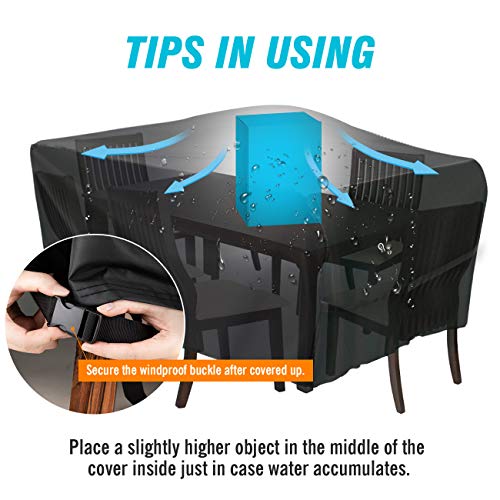 Velway Patio Table Cover Rectangle Waterproof Patio Furniture Cover for Outdoor Table and Chairs 84”Lx52”Wx29”H Oxford Tear-Resistant Wind Dust Proof Paito Furniture Covers