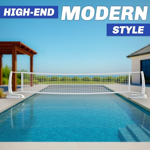 GoSports Splash Net PRO Pool Volleyball Net - Red, White, or Blue - Includes 2 Water Volleyballs and Pump - color: White