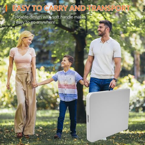 Elevon Folding Table Set with 8 White Folding Chairs,6 Feet Heavy Duty Fold-in-Half Utility Table Sets for Picnic, Event, Training, Outdoor Activities, at Home and Commercial Use - size: 6 feet, style: With 8 Chair
