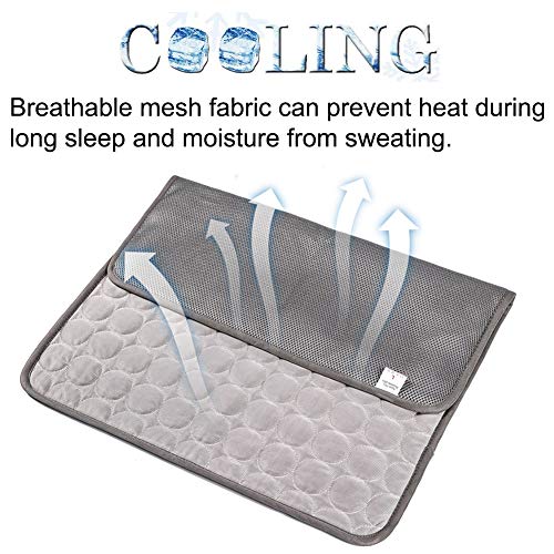 Coppthinktu Cooling Mat for Dogs Summer Dog Pad for Small Medium Large Dogs Cats, Pet Ice Silk Blankets Sleeping Mat, Outdoor Dog Self Cooling Crate Sleep Mats Washable Portable - color: Grey, size: XL 39.4" X 28.4"