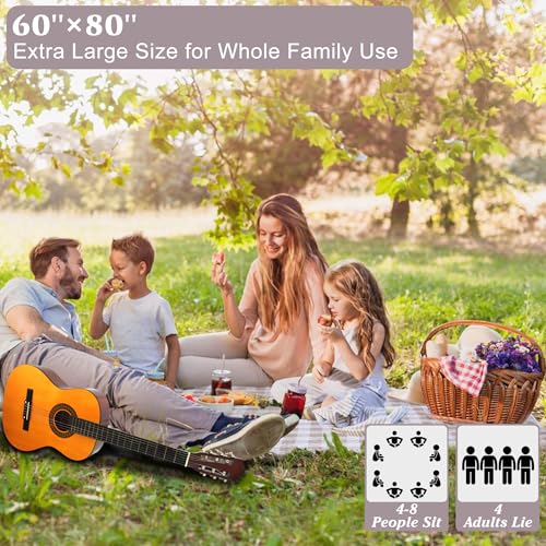 HX&OD Outdoor Picnic Blanket, Extra Large, 80''x60'' Waterproof Foldable Blankets Gingham Picnic Mat for Beach, Camping Grass Lawn Park Accessories Cute Couple Ideas Wedding (Light Brown, 80”x60”) - color: Light Brown, size: 5' x 6'8" (Square)