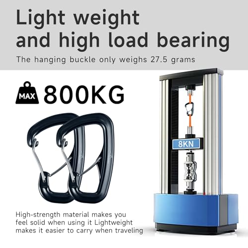 Heavy Duty Carabiner Clip Hook 8KN (1763 lbs), 2 PCS Ultra-Light Aluminum Caribeaners with Double Door D Ring Shape, for Hammock, Camping, Hiking, Backpacking, Dog Leash, Keychain Clip - style: 2#Black-4pc