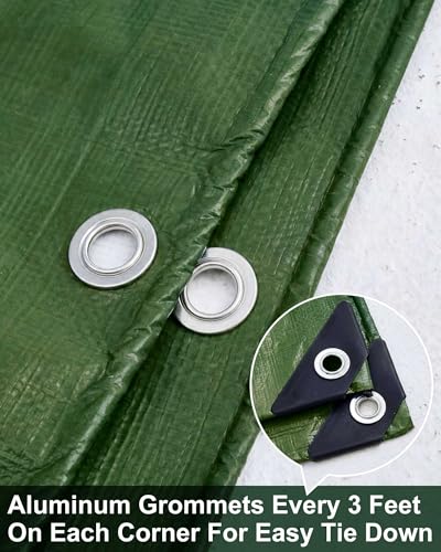 SmoothNovelty 3 Pcs Large Waterproof Tarp 10 x 10 ft Heavy Duty 5.5 Mil Thick Poly Tarpaulin with Grommets Multipurpose Protective Cover for Summer Home Boats Cars Camping Rv Pool Tent - color: Green,brown,black, size: 10 x 10 ft
