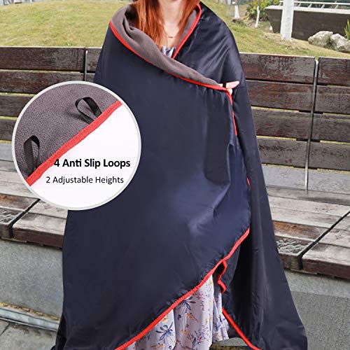 REDCAMP Large Waterproof Stadium Blanket for Cold Weather, Soft Warm Fleece Camping Blanket Windproof for Outdoor Sports, Dark Blue - color: Dark Blue/Light Grey