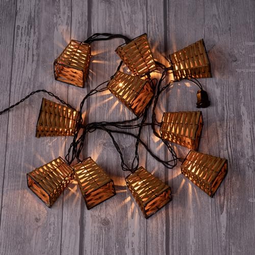 Outdoor-String-Lights-Waterproof, Boho Lantern String Lights for Patio, Garden, Porch, Balcony, Gazebo Decorative (PP Rattan) - style: Rattan