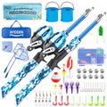 WIDDEN Kids Fishing Pole, Portable Telescopic Kids Fishing Poles for Boys and Girls, Fishing Rod and Reel Combo Kit with Tackle Box, and Fishing Net, Best Fishing Pole for Toddler Youth - color: Blue+Blue