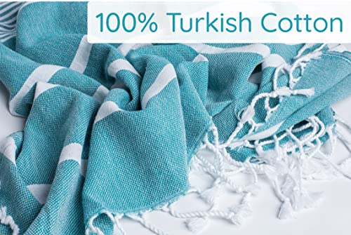 Premium Turkish Beach Towel (35”x 67”) – Lightweight, Quick Dry Beach Towel, Sand-Free, 100% Cotton – Teal - color: Teal