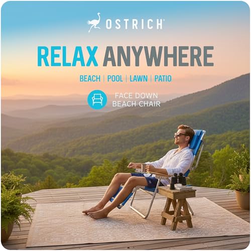 Ostrich the Original 3N1 Lightweight Beach Reclining Lounge Chair with Footrest, Outdoor Furniture for Patio, Balcony, Backyard, or Porch, Blue - color: Blue, style: Standard 3N1