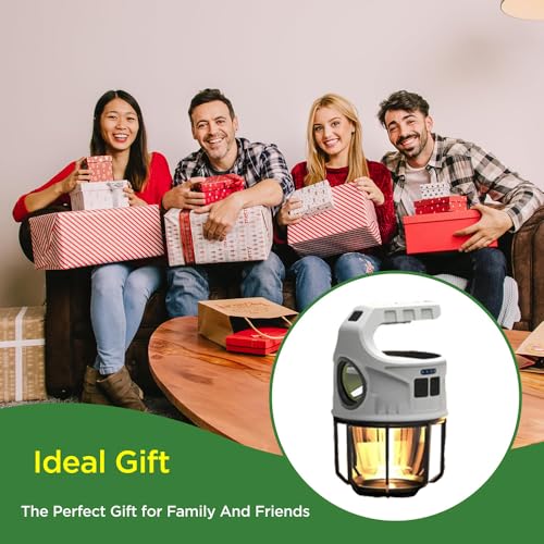 LED Camping Lantern, 500LM Rechargeable Electric Lantern for Outdoor Recreation | Solar & USB Powered Tent Light with Power Bank | IPX4 Waterproof Survival Gear for Camping, Hiking, & Home Emergency