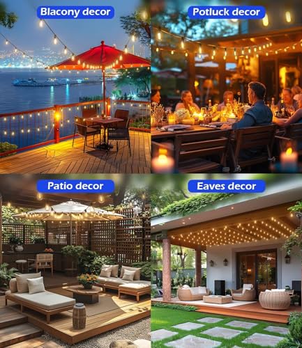 Tenmiro 60FT Outdoor String Lights, Waterproof 16+1 Edison Shatterproof Bulbs Led Outside Patio Lights for Porch Deck Garden Backyard Balcony Wedding Party Decor - size: 60FT
