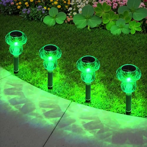 Mancra 8 Pack Solar Garden Lights Outdoor, Green LED Mushroom Solar Pathway Lights Waterproof Dusk to Dawn Solar Lights for Yard Walkway Garden Decor - color: Green