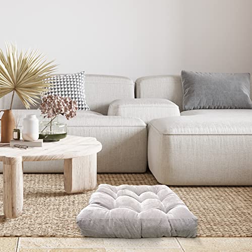 LANITI 24” Inch Extra Large Floor Cushions Tufted Floor Pillow for Adults Square Meditation Ultimate Comfort Oversized Pillows for Floor Cushion (Black) - color: Black
