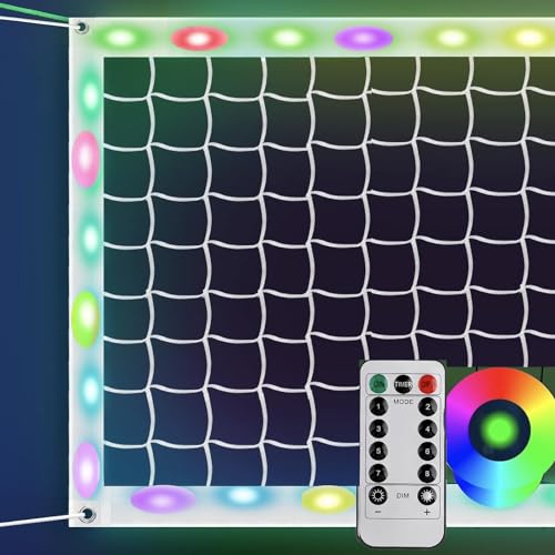 LED Professional Volleyball Net with Steel Cable, Light Up Portable Volleyball Nets Outdoor with Remote Control, Glow in the Dark Heavy Duty for Backyard