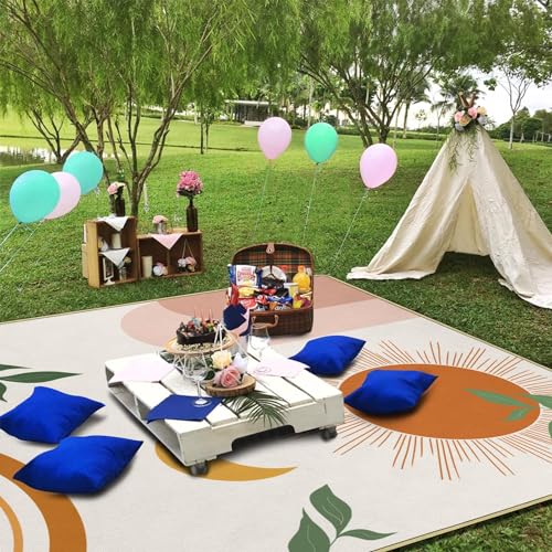 Supfitness Extra Large Picnic Blankets Waterproof Foldable (60"x 80") Boho Beach Blanket Waterproof Sandproof,3-Layer Thicking Mat Outdoor Packable Camping Blanket - color: Orange, size: 5' x 6'8" (Rectangular)