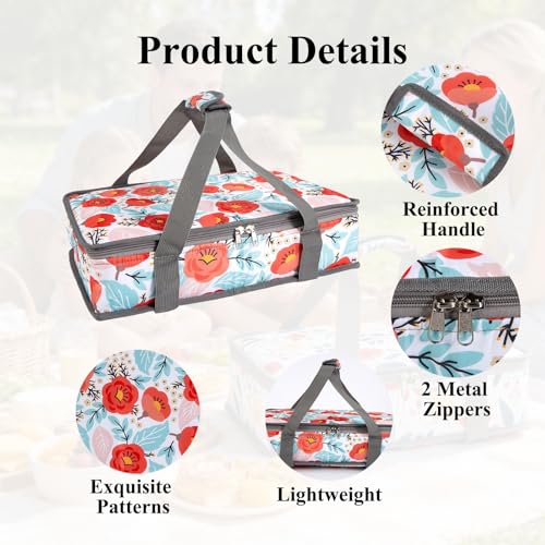 Insulated Casserole Carrier for Hot or Cold Food with Handle Food Transport for Travel Picnic Cookouts,Fits Pioneer Woman Kitchen Stuff Accessories and 9" x 13" Baking Dish - color: Color Five