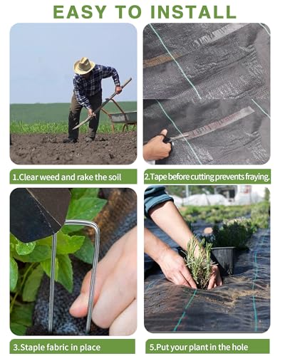 Pterying 2.6ftx100ft Weed Barrier Landscape Fabric Heavy Duty, Premium Garden Geotextile Fabric Weed Blocker for Driveway Mats Erosion Control, Weed Control Garden Cloth Ground Cover - size: 2.6FTx100FT