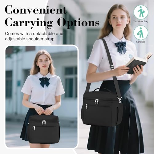 DALINDA Insulated Lunch Bag Lunch Box for Women Men,Leak-Proof Cooler Bag Lunchbox Lightweight for Work Picnic,Study,Beach,Camping,Travel - color: Black, size: 7L Medium · Compact Size