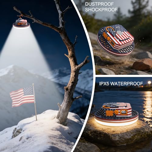 IODOO 10000mAh Rechargeable Camping Light with Remote , US Flag Print American Flag Light for Outdoor Camping Hiking Emergency Power Failure (30W(US Flag Style)) - size: 30W(US flag style)