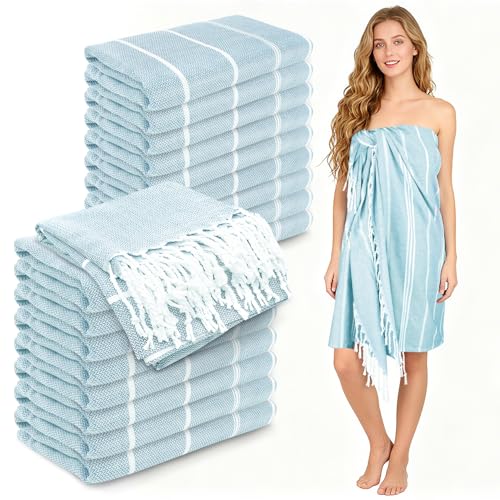 YSYJ 18 Pack Turkish Beach Towel 36 x 71 Inches Beach Towels Soft Lightweight Extra Large Pool Towels Quick Dry Sand Free Turkish Bath Towels Blue - color: Blue, size: 36"x71"- 18 Pack