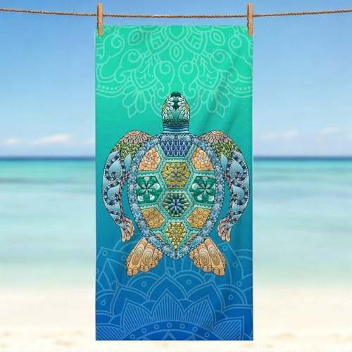 Sea Turle Microfiber Lightweight Beach Towel Sand Free Quick Dry Absorbent Thin Towels Blanket for Swimming Pool Camping Beach Vacation Essentials Accessories Travel Things for Cruise Yoga - color: Lcs Multicolor 1534