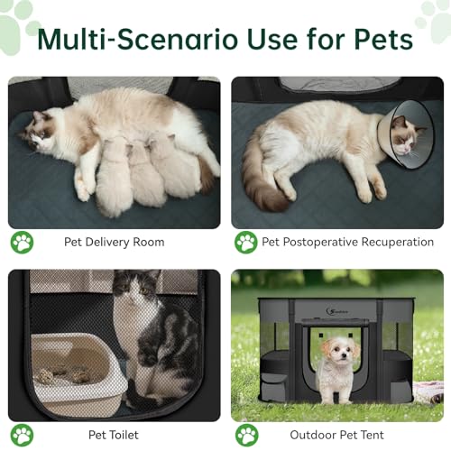 Dog Playpen,Cat Pet Puppy Pen,Portable Playpens for Dogs Indoor Outdoor Travel Camping Use,Foldable Dog Kennel Tent Crate for Rabbit Small Animals with Carrying Case (Dark Grey with Pad, Small) - color: Dark Grey with Pad, size: Small