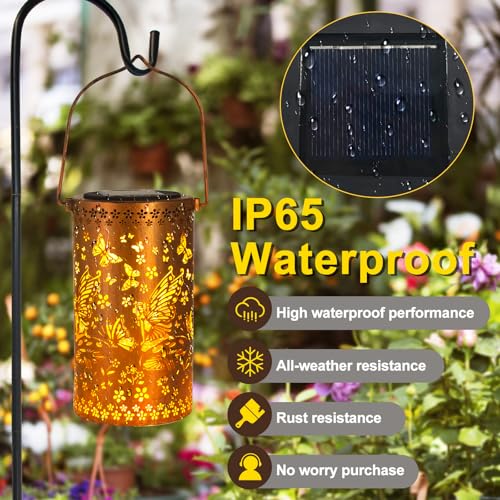 DIBIEECN Mothers Day Gifts for Mom, Birthday Gifts Grandma Ladies Solar Lanterns Outdoor Hanging Hollowed-Out Metal Waterproof LED Garden Decor Outside for Patio Yard Porch, Fairy, 1 Pack - style: Fairy