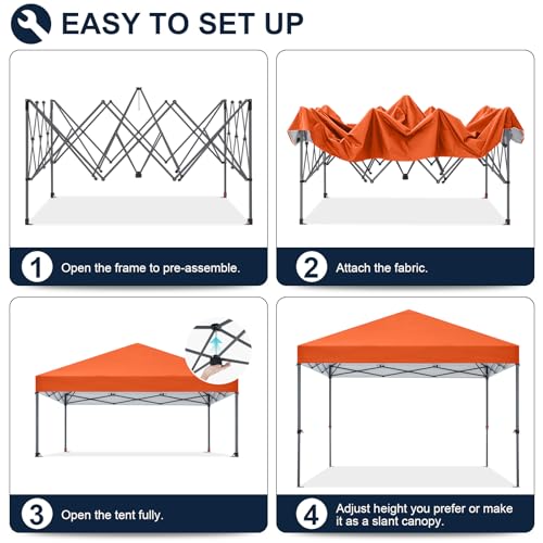 COOSHADE Durable Easy Pop Up Canopy Tent 10x10Ft, Orange - color: Orange, size: 10x10Ft