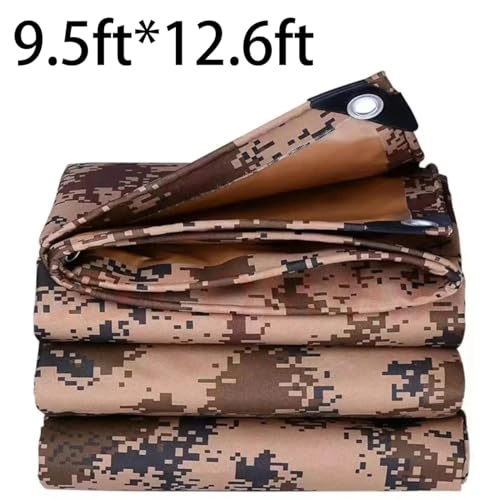 Waterproof Tarp CamouflageThickening Multi-Size Sun Shade Sail Customized Tarpaulin Sunrays Block Awning for Patio Canopy Rain Cover Canvas Sunshade Camp Outdoor Gardens Canopy (9.5ft*12.6ft) - size: 9.5ft*12.6ft