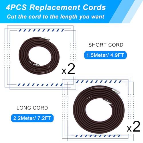 COITEK 4PCS Replacement Cord for Zero Gravity Chair, Universal Elastic Repair Cord for Recliners Replacement Laces Rope for Lounge, Bungee Beach Chair (Brown)