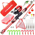DaddyGoFish Kids Fishing Pole - Rod Reel Combo Tackle Box Starter Set - First Year Small Gear Kit for Boys Girls Toddler Youth Age Beginner Little Children - color: Red (Essential Set), size: 5ft