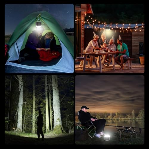 LED Camping Lantern Rechargeable 1000LM, 12 Lighting Modes Hanging Light with Magnetic Base, Portable 4000mAh RGB Tent Lights for Camping, Emergency, Hurricane, Power Outages, Home, Hiking - style: RGB