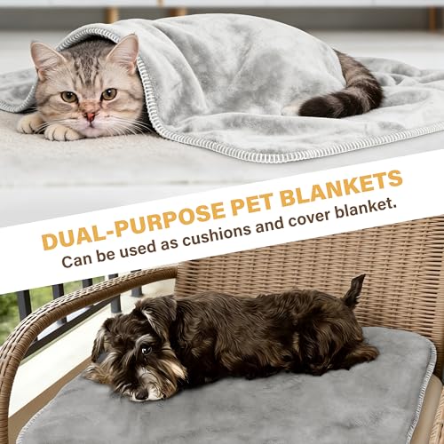 Kritter Planet Waterproof Small Dog Blanket, Soft Puppy Blanket,Washable Furniture Protector, Dog Blanket for Car,Reversible Sherpa Fleece Couch Cover for Small Pets - color: Light Grey, size: 20x30 Inches