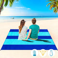 Beach Blanket Waterproof Sandproof 1-7 Adult Oversized 78 '' × 110 '' Lightweight Durable Compact Sand Free Extra Large Beach Mat for Travel Camping Hiking Picnic Blanket - color: 2blue, size: 78“x110”